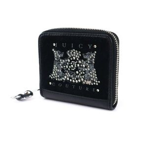 Juicy Couture Rhinestone Scottie Zip Around Wallet Black